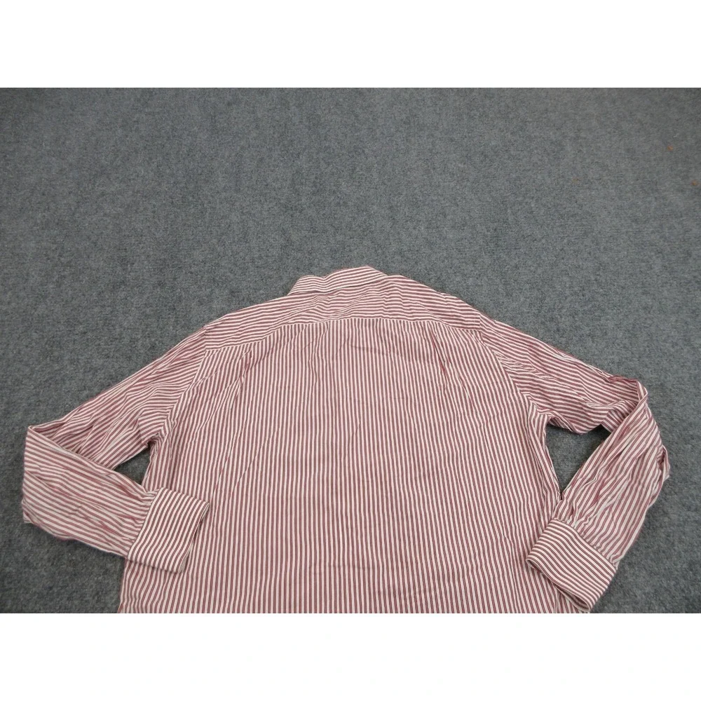 Ermenegildo Zegna Dress Shirt Mens 18 46 Red Stripe Regular Fit Cotton LS